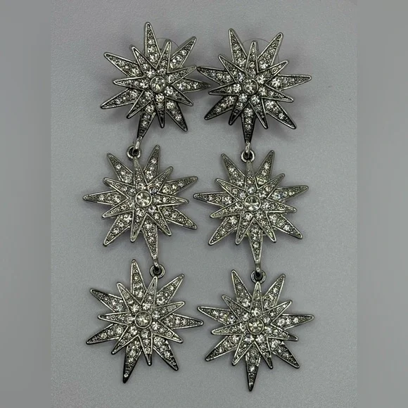 BRIDAL👰 CRYSTAL 🌟 STARBURST Earrings PAGEANT 👸 SWAROVSKI - Picture 3 of 9